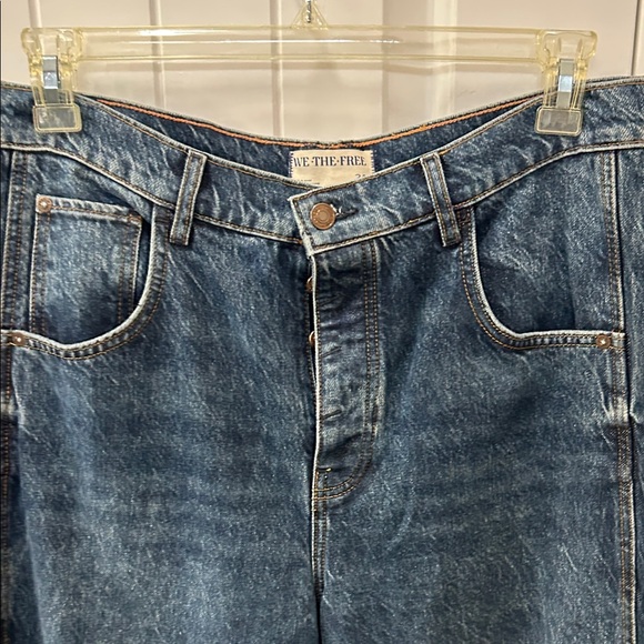 Free People Women’s  Dark Blue Relaxed Barrel Jeans - Picture 7 of 14